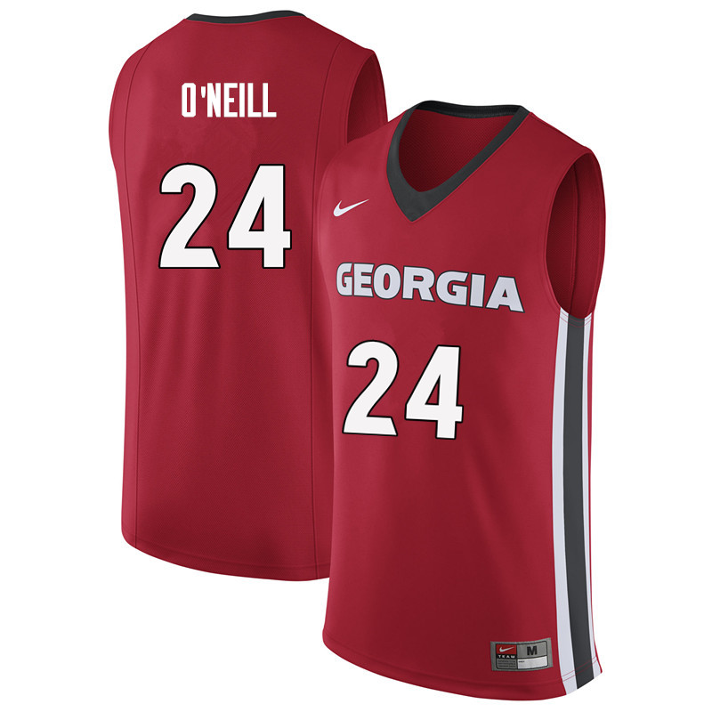 Men #24 Connor O'Neill Georgia Bulldogs College Basketball Jerseys Sale-Red